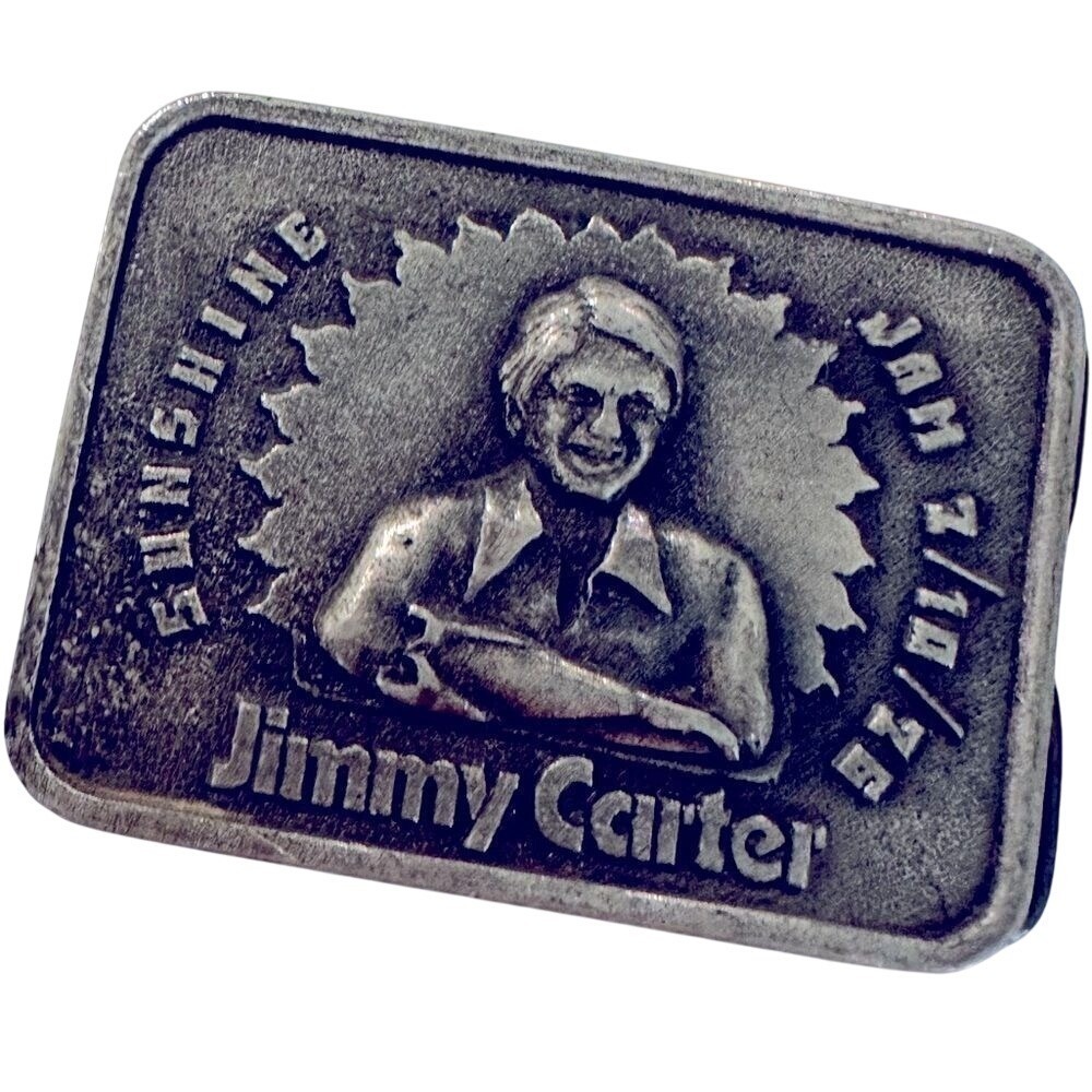 Bergamot Brass Works Vintage 70s Jimmy‎ Carter Belt Buckle Mens Silver Democrat